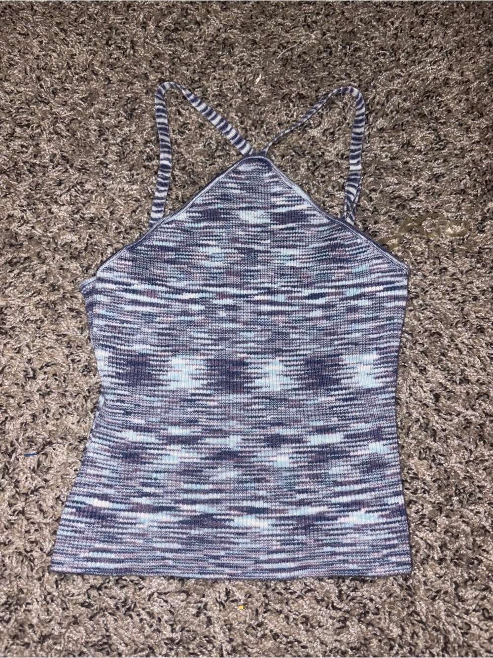 Say What? Blue and White Space-Dye Halter Cami